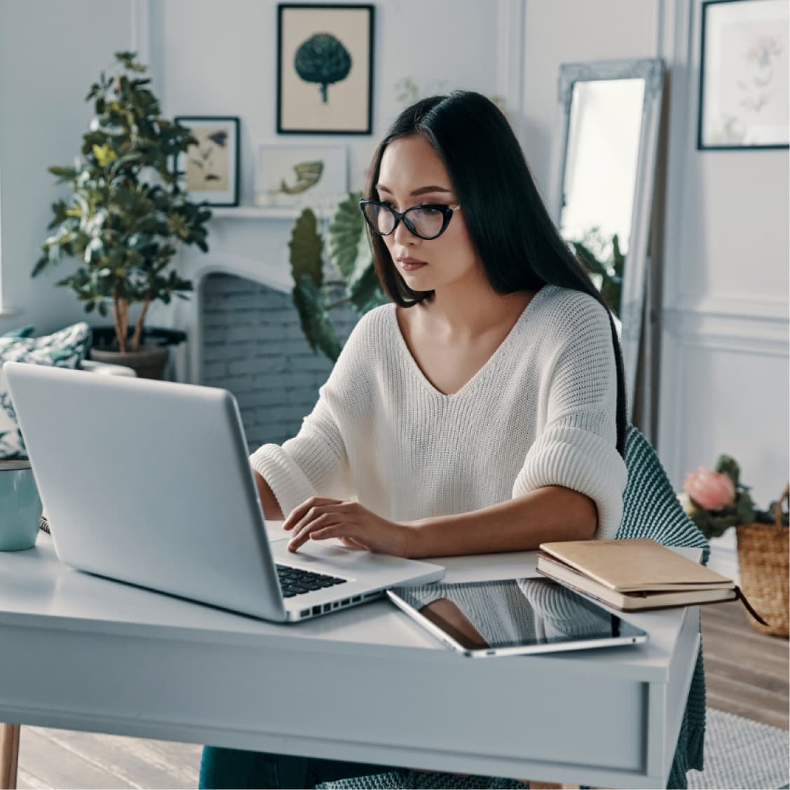 Office environment with remote team collaboration