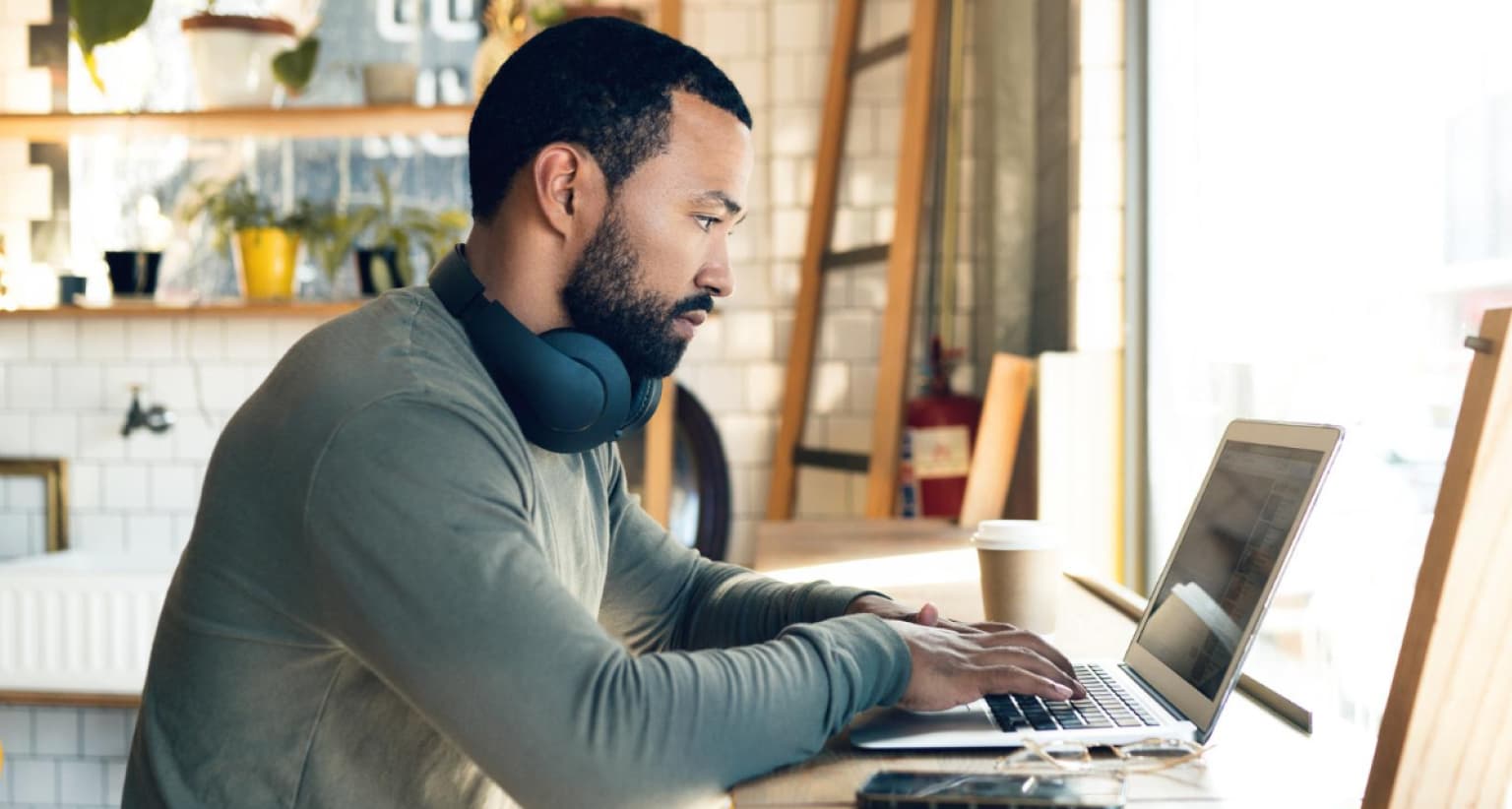 Office environment with remote team collaboration