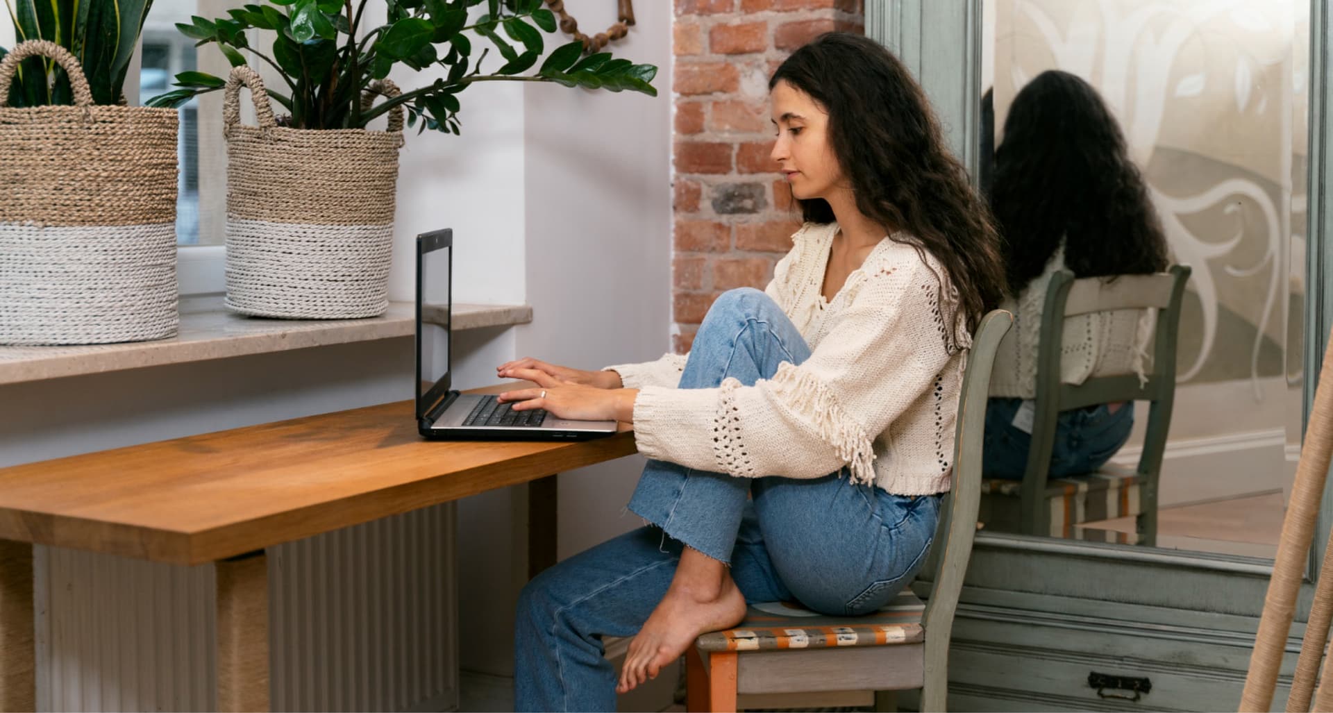 Office environment with remote team collaboration